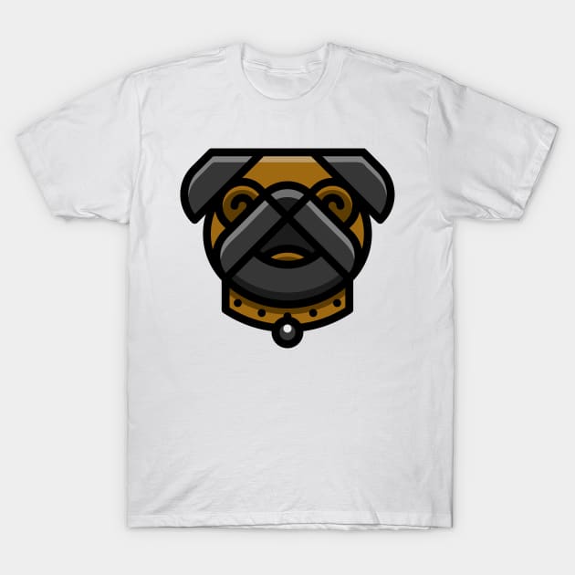 Cute Dog Pug Face Brown Grey T-Shirt by BradleyHeal